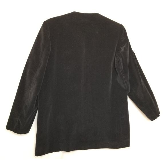 VTG-Unbranded Womens Black Velvet Open Front Blazer Jacket Size See Measurements - Picture 6 of 6